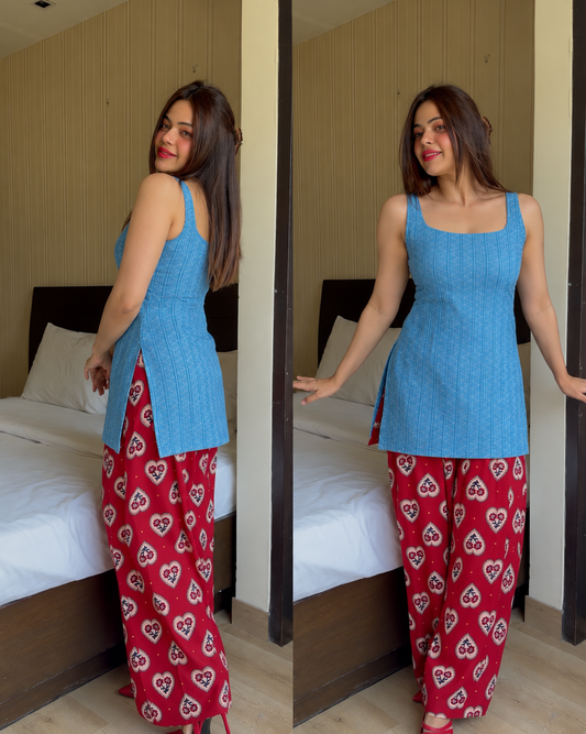 Blue red heart cherry farsi set