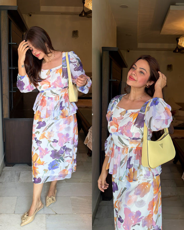 Multi colour peplum dress