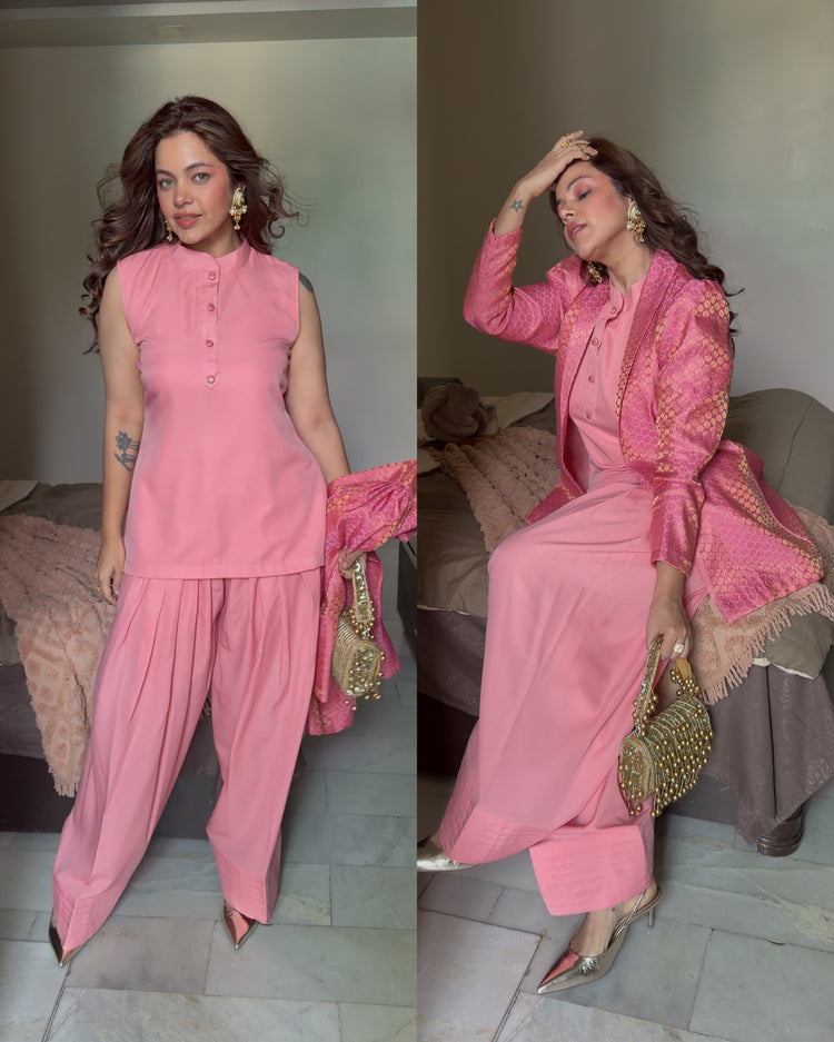 Peachy pink farsi blazer set
