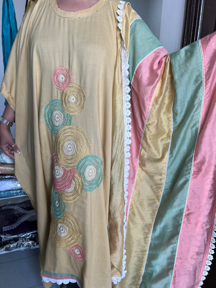 Pastel yellow muslin cotton suit material