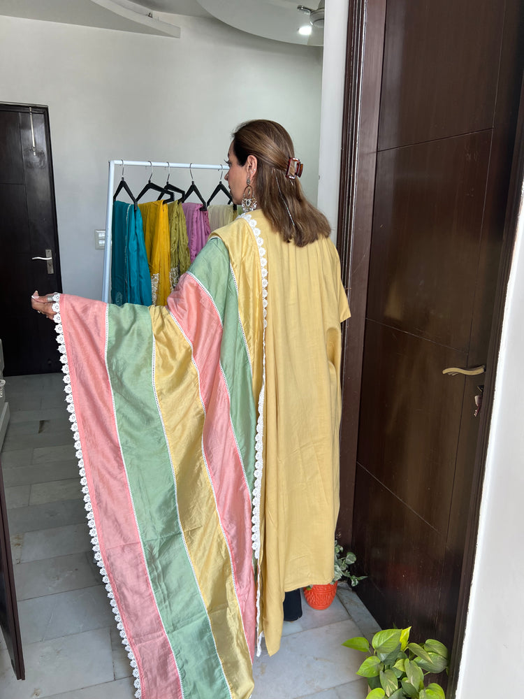 Pastel yellow muslin cotton suit material