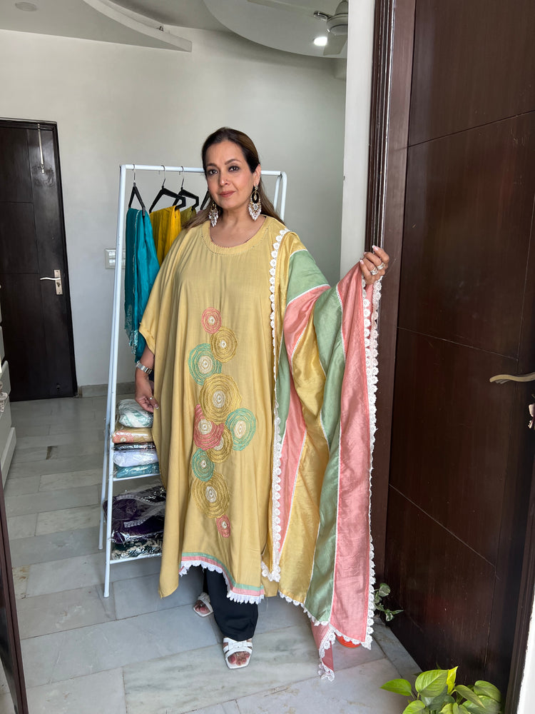 Pastel yellow muslin cotton suit material