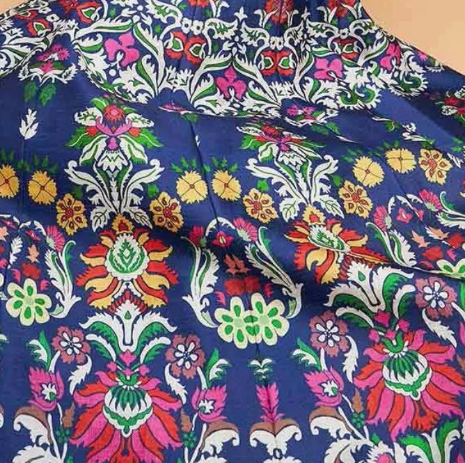 Blue printed skirt blazer skirt set
