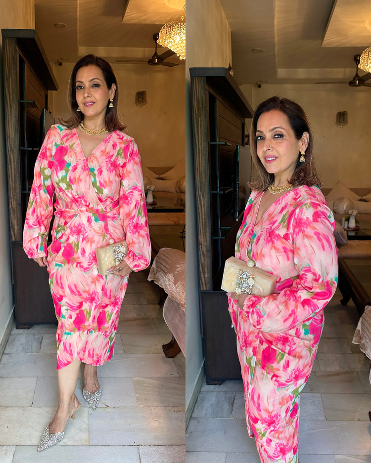 Draped stretchable festive dress