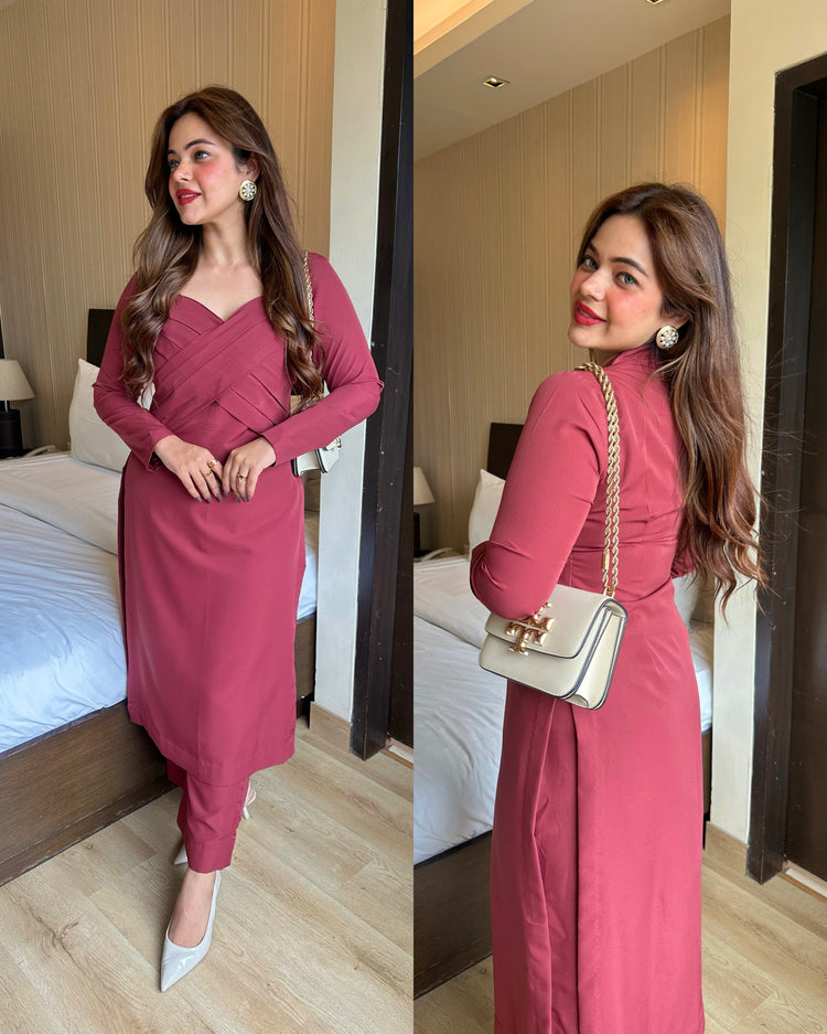 Rose wine classic pleated set