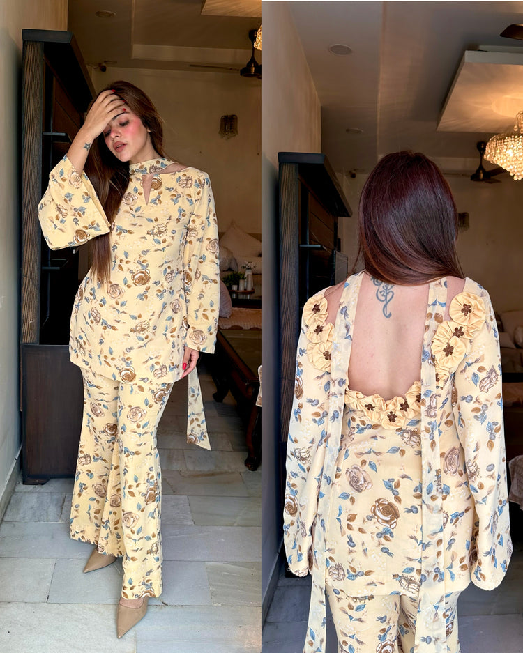 Butter yellow retro suit