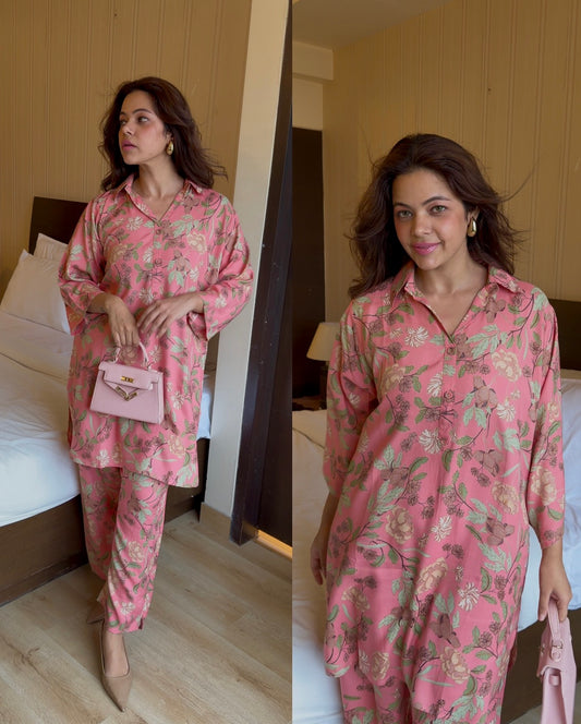 Pinkish peachy rayon cotton set