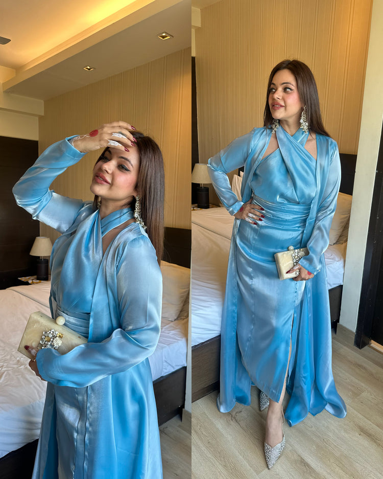 Ice blue organza drape set