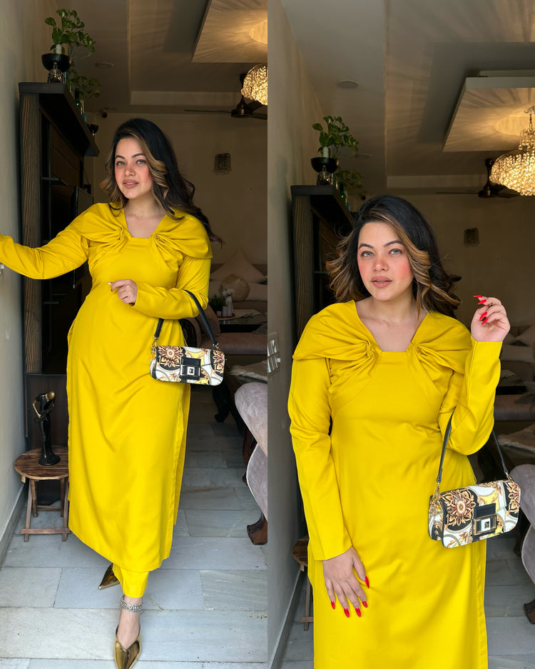 Lemon yellow shoulder drape set