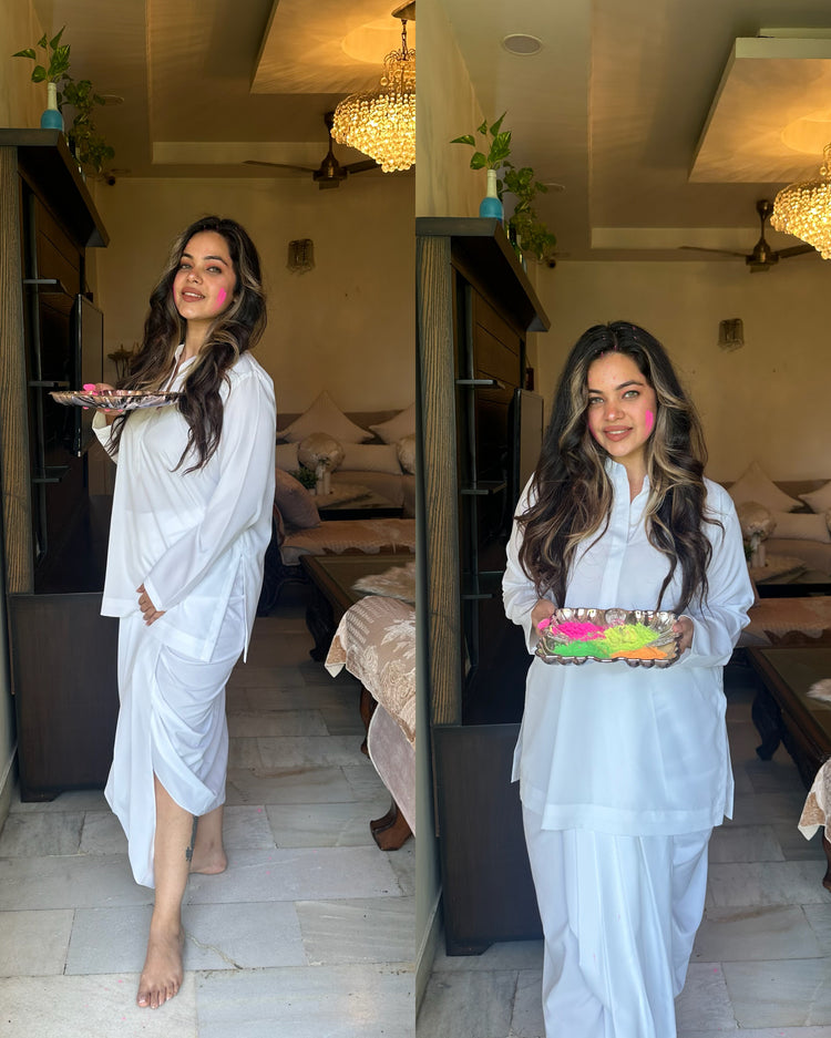 White lungi kurta set