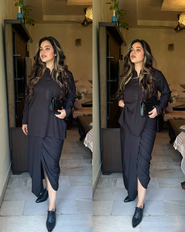 Black lungi kurta set