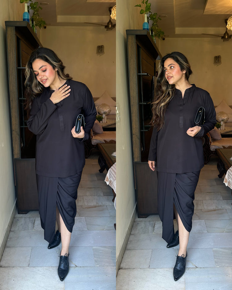 Black lungi kurta set