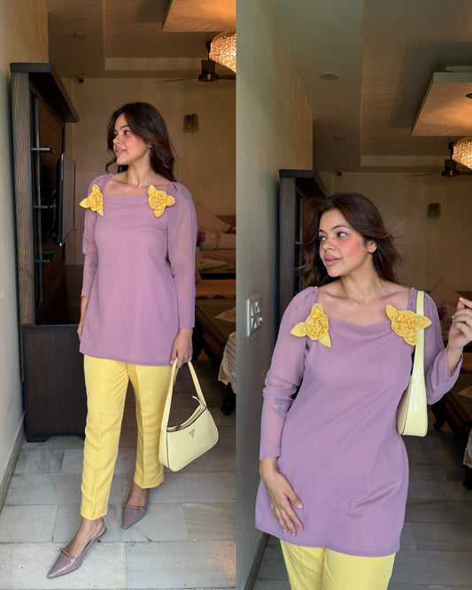 Lilac butter yellow flower set