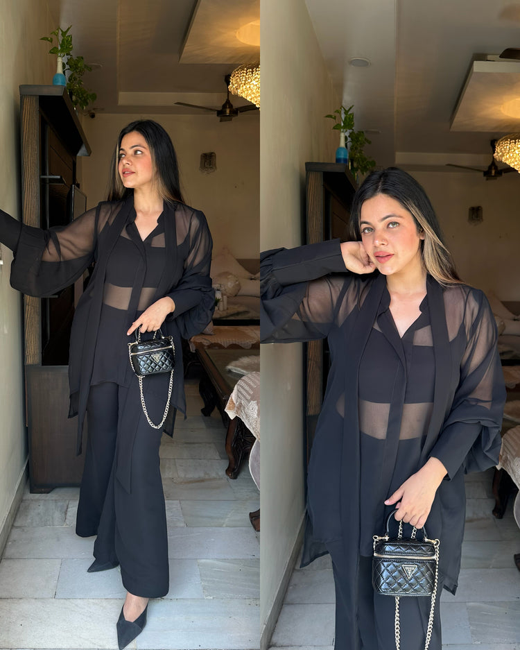 Black scaff shirt set