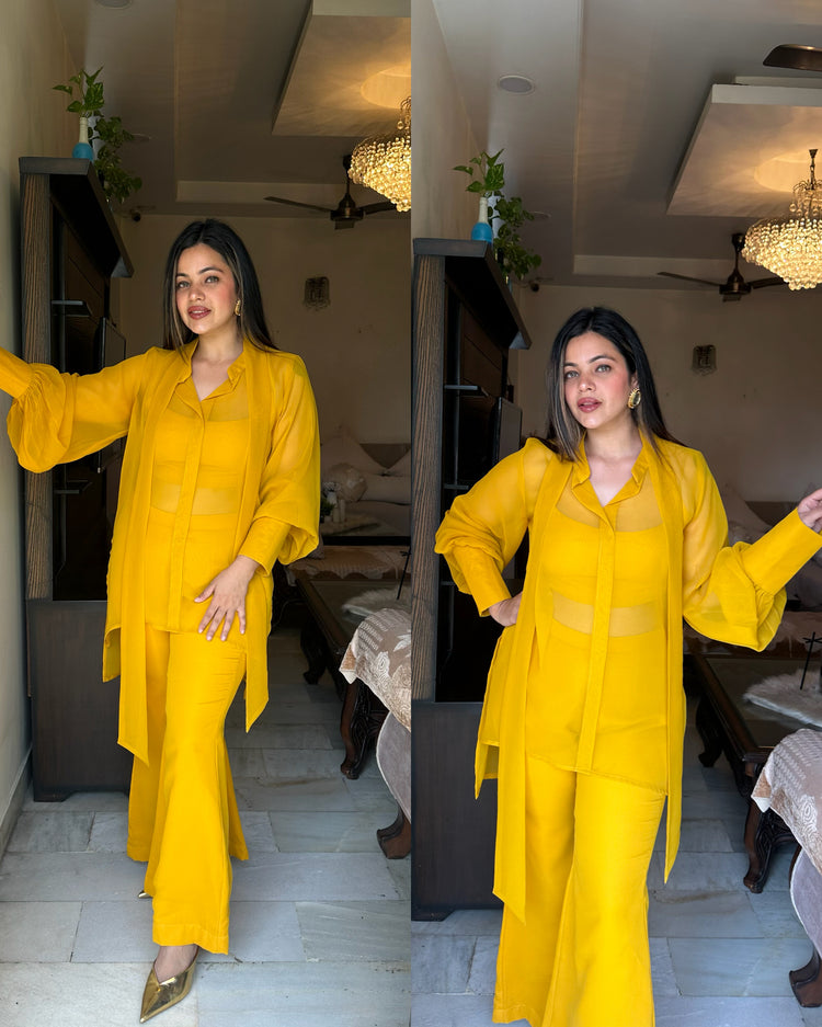 Mustard scaff shirt set