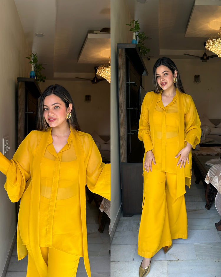 Mustard scaff shirt set