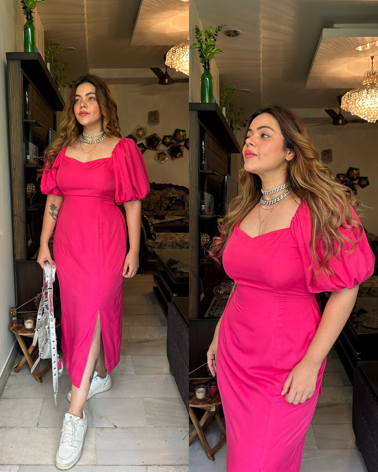 Magenta pink backless dress