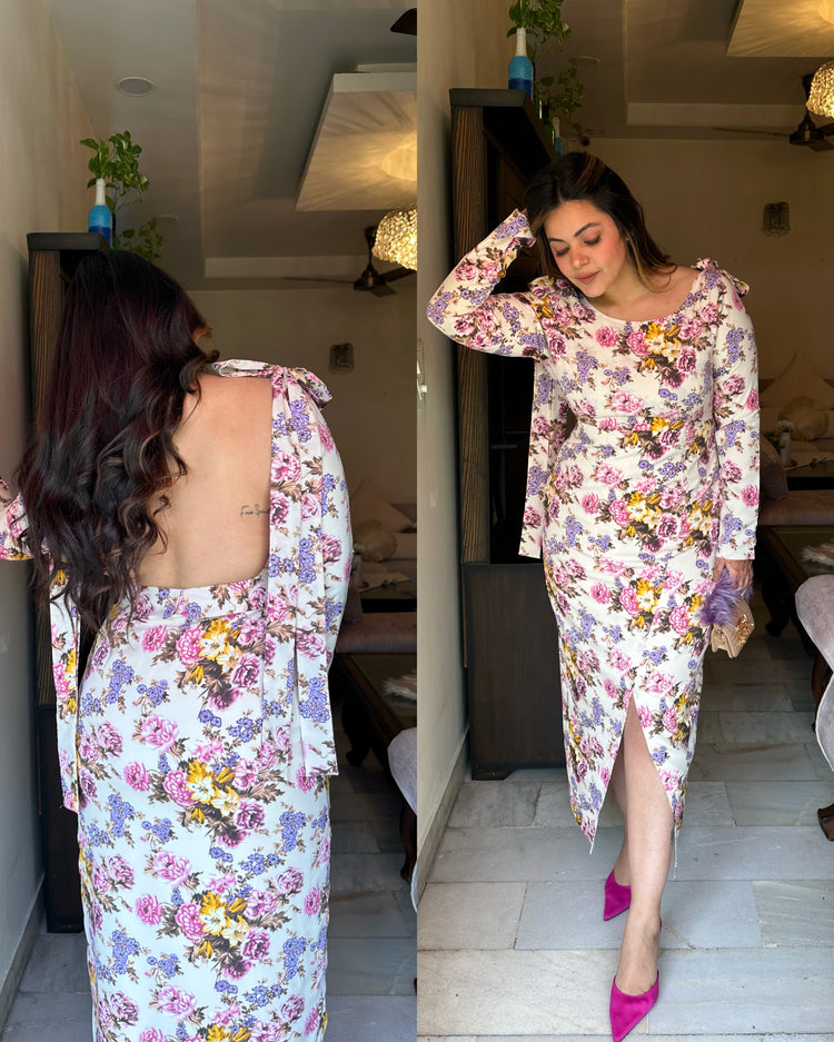 Floral shoulder knot dress