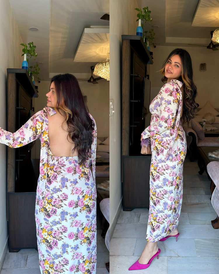 Floral shoulder knot dress