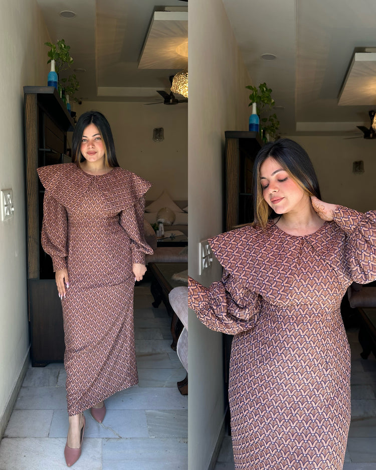 Brown nude structured dress