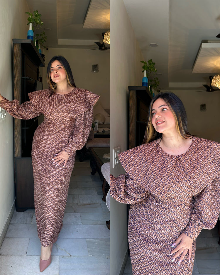 Brown nude structured dress