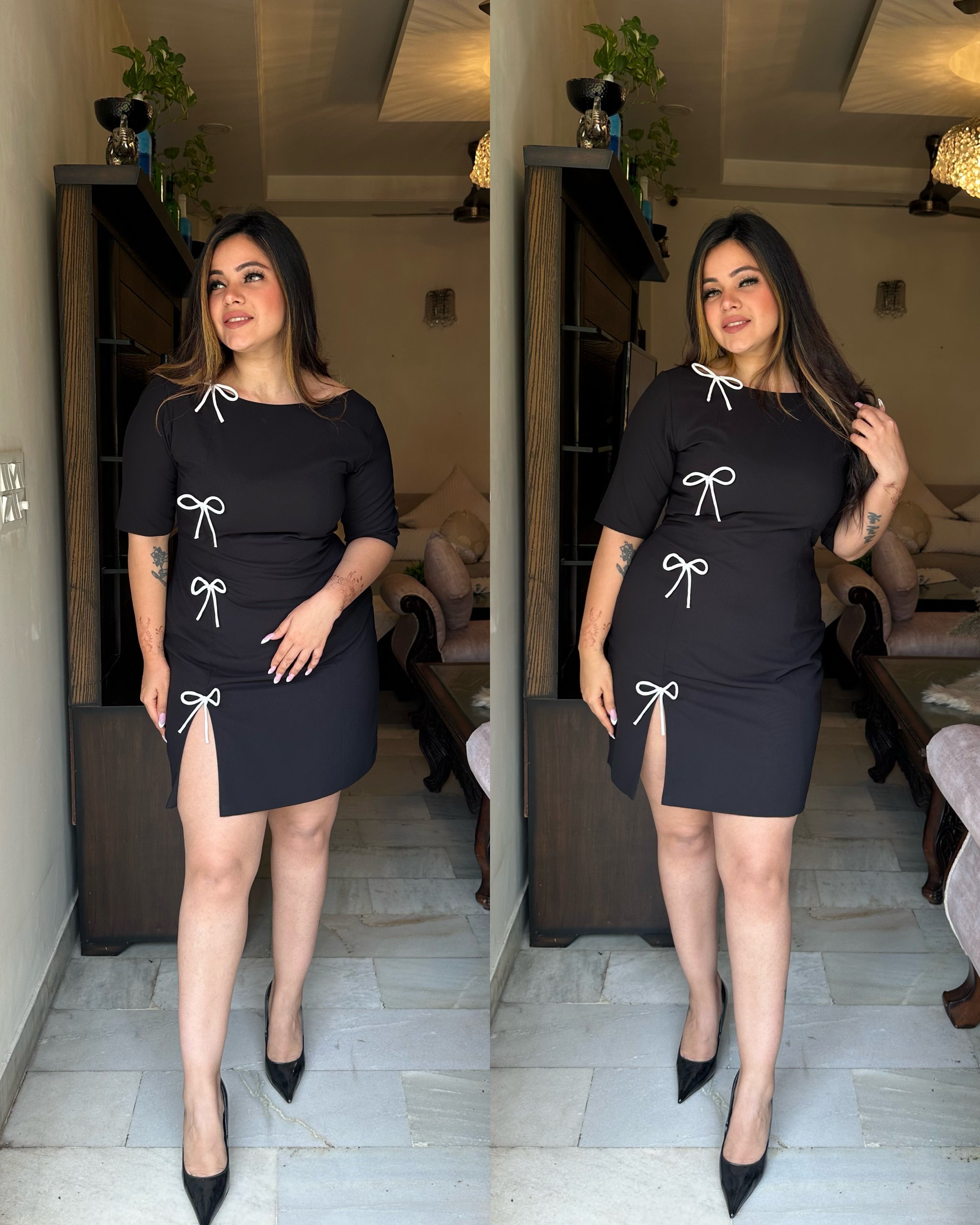 Black white bow dress – SRISHTI