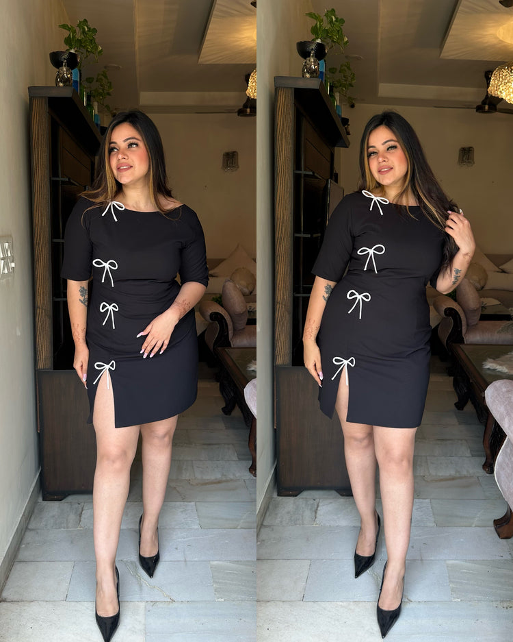 Black white bow dress