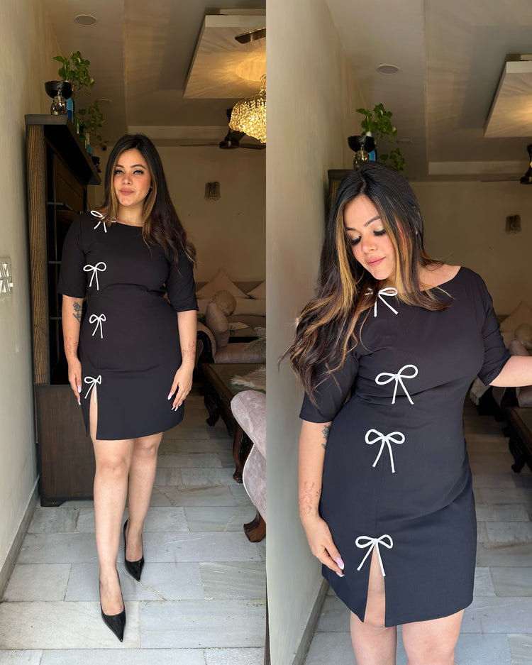 Black white bow dress