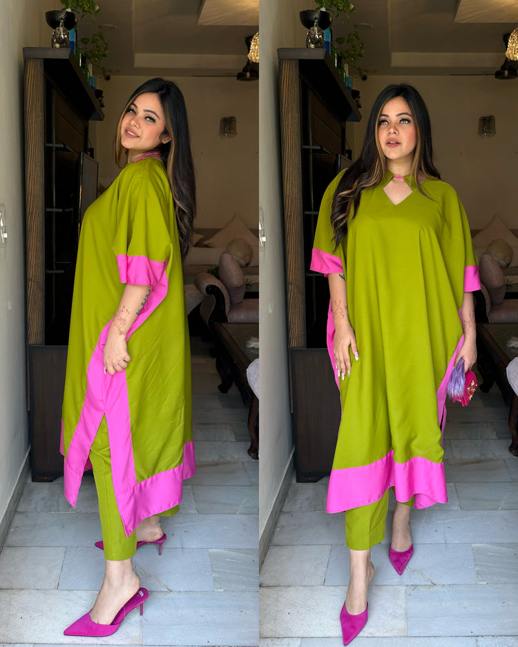 Green pink dori kaftan