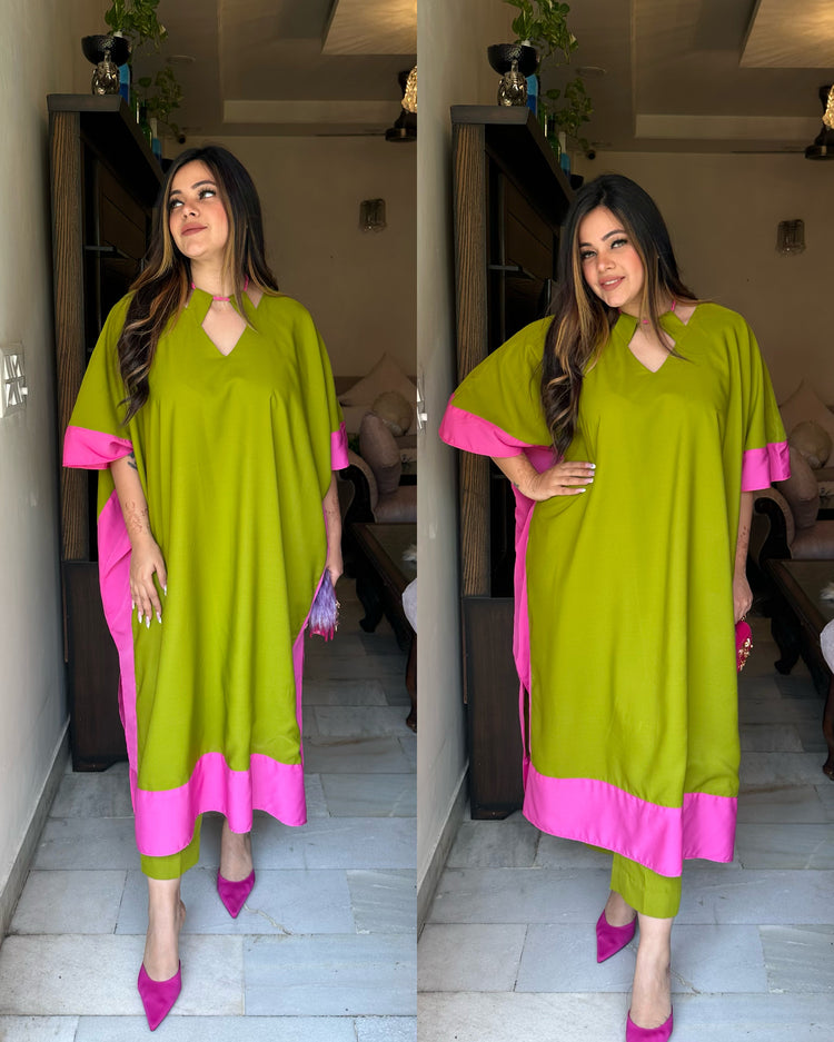 Green pink dori kaftan