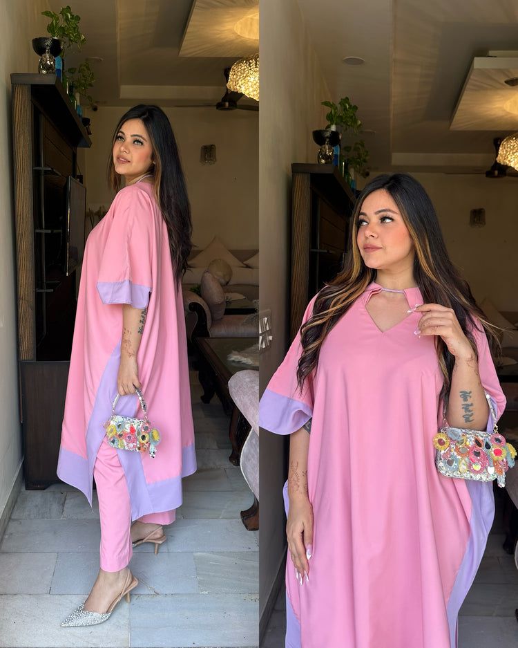 Pink purple dori kaftan set