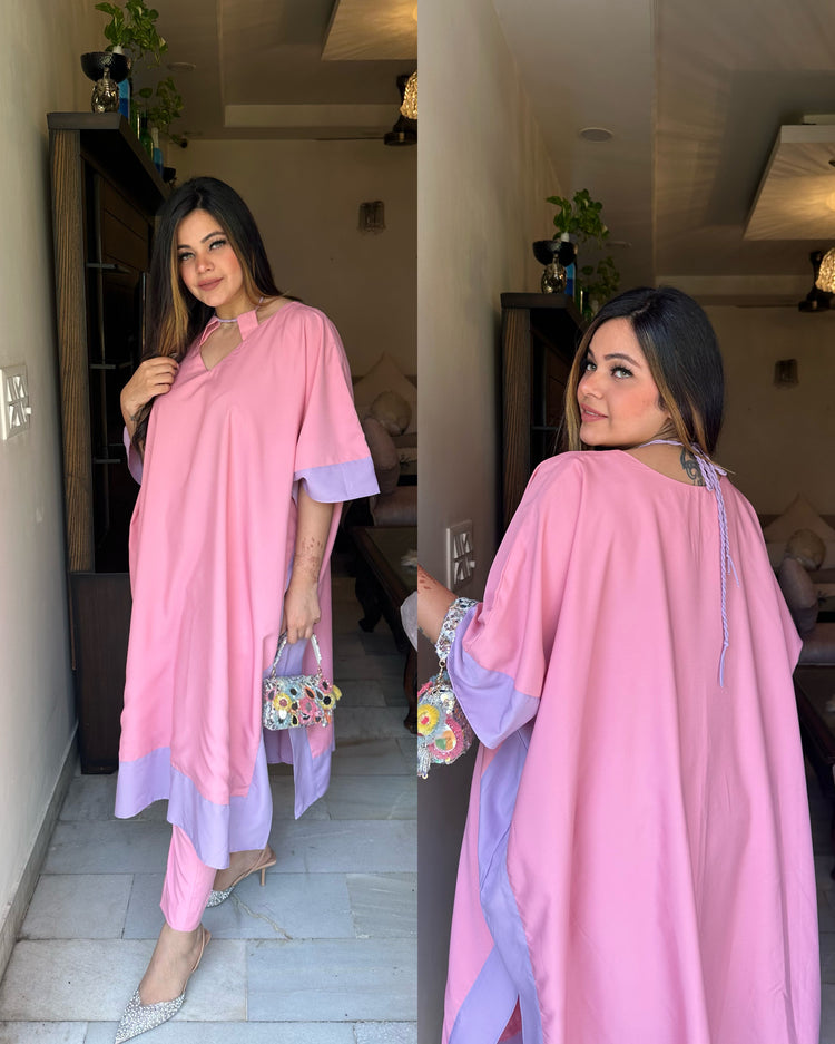Pink purple dori kaftan set