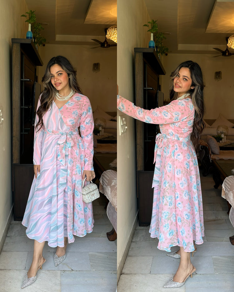 Angrakha floral swirl dress