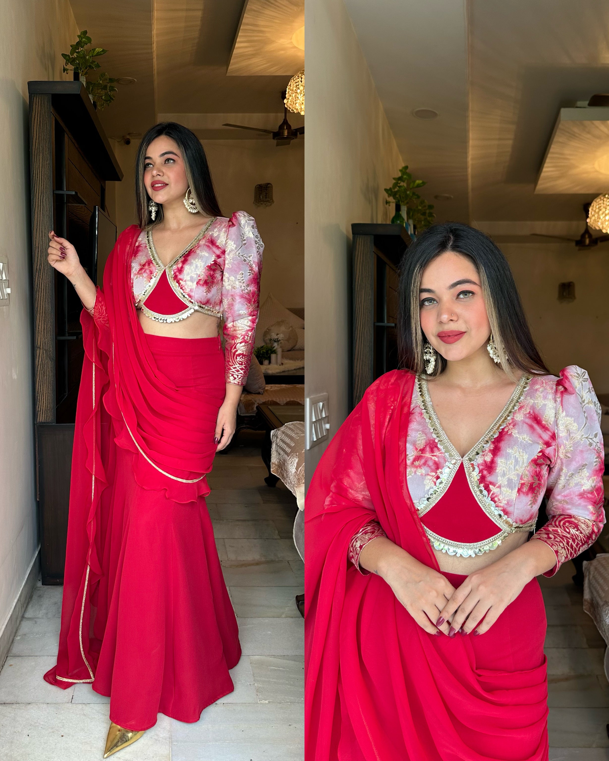 RED SAREE DRAPE