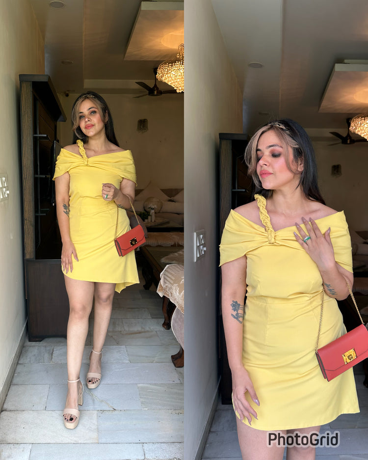 Braided strap yellow dress