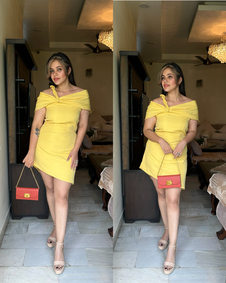 Braided strap yellow dress
