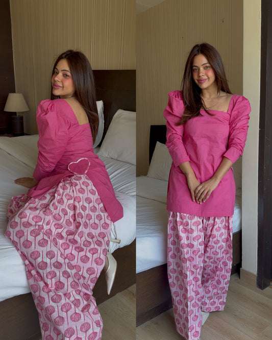 Pink farsi cotton heart set