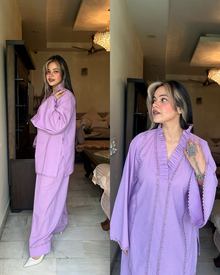 Cotton lilac farsi salwar set