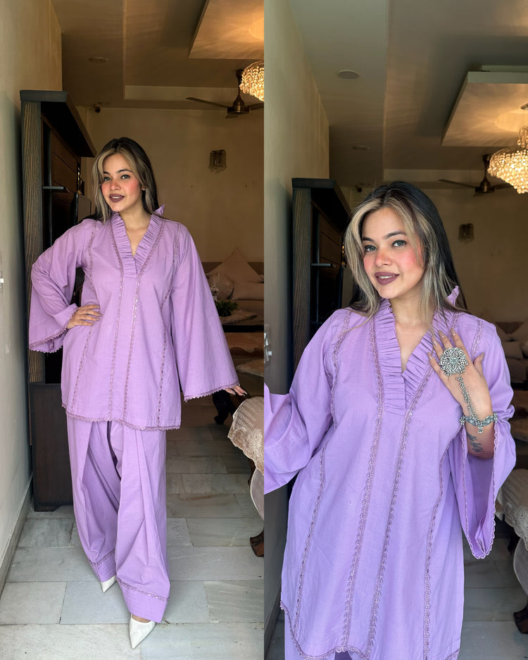 Cotton lilac farsi salwar set