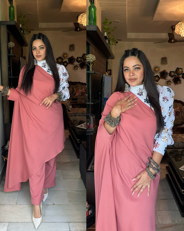 Peach mirror drape set