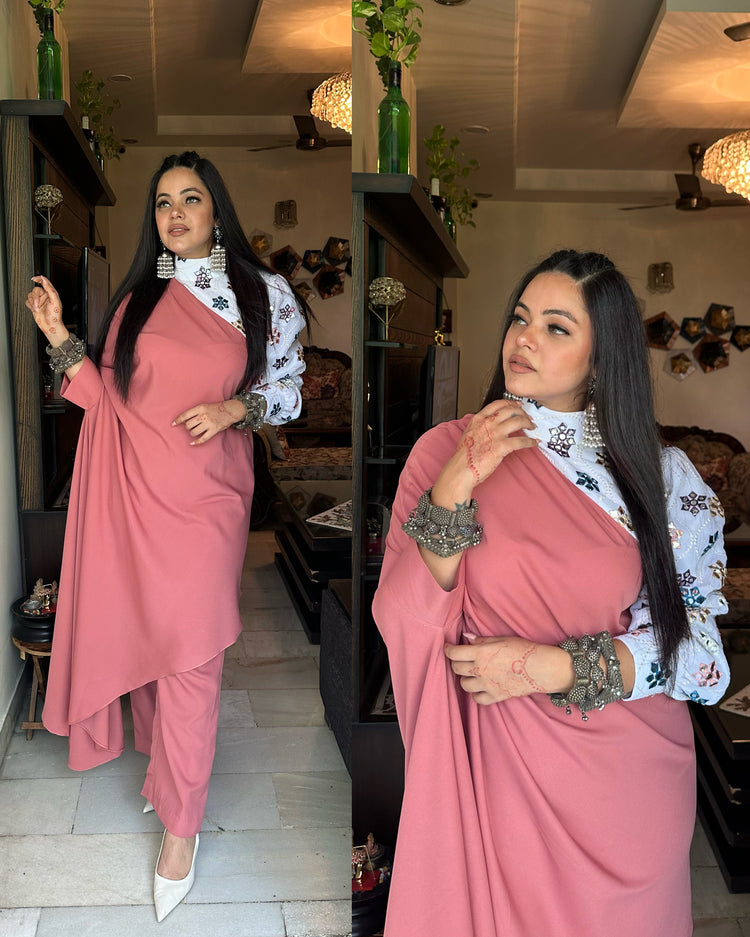 Peach mirror drape set