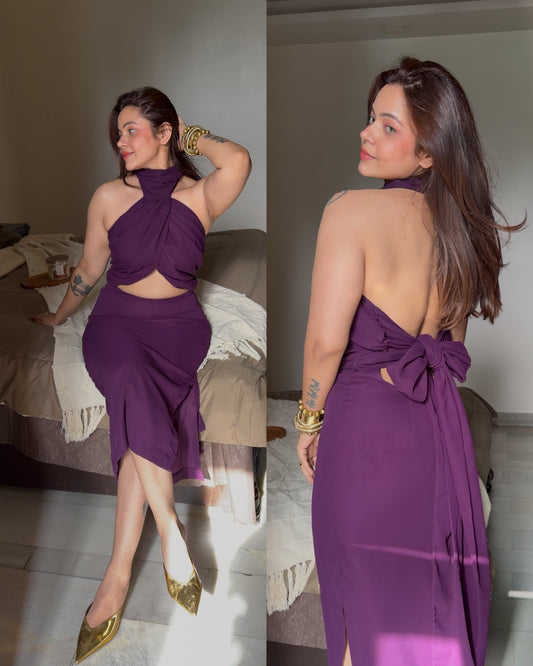 Drape bow resort wear dress