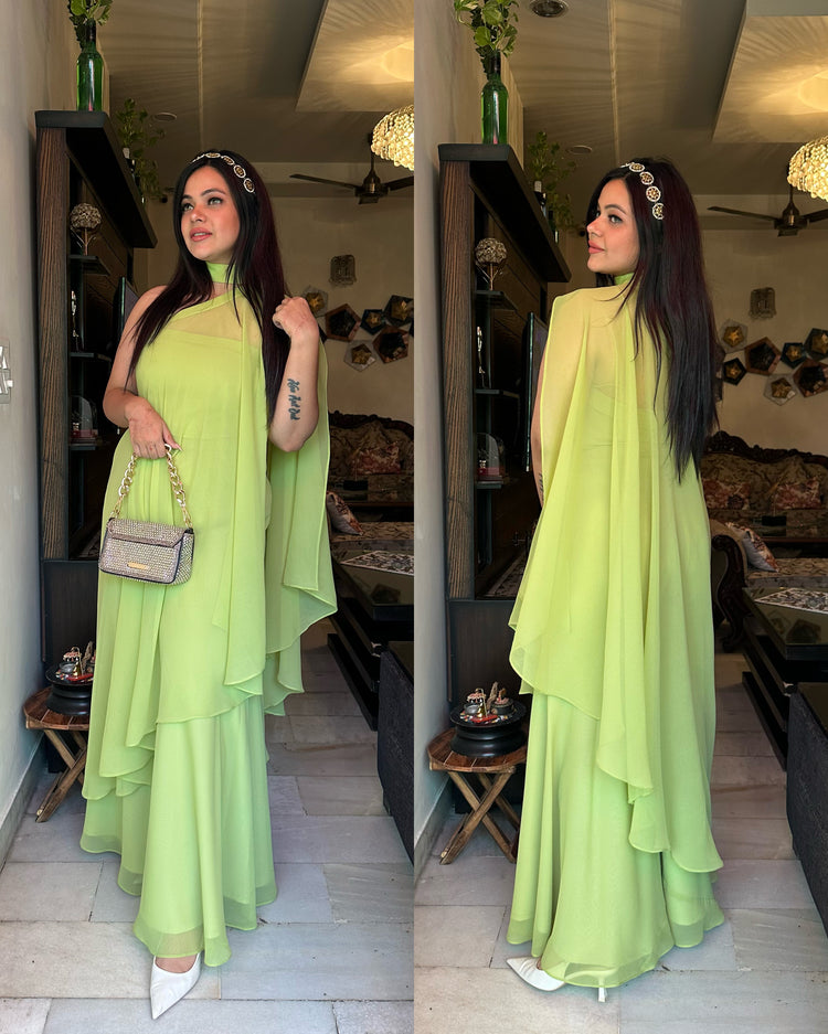 Lime green asymmetrical set