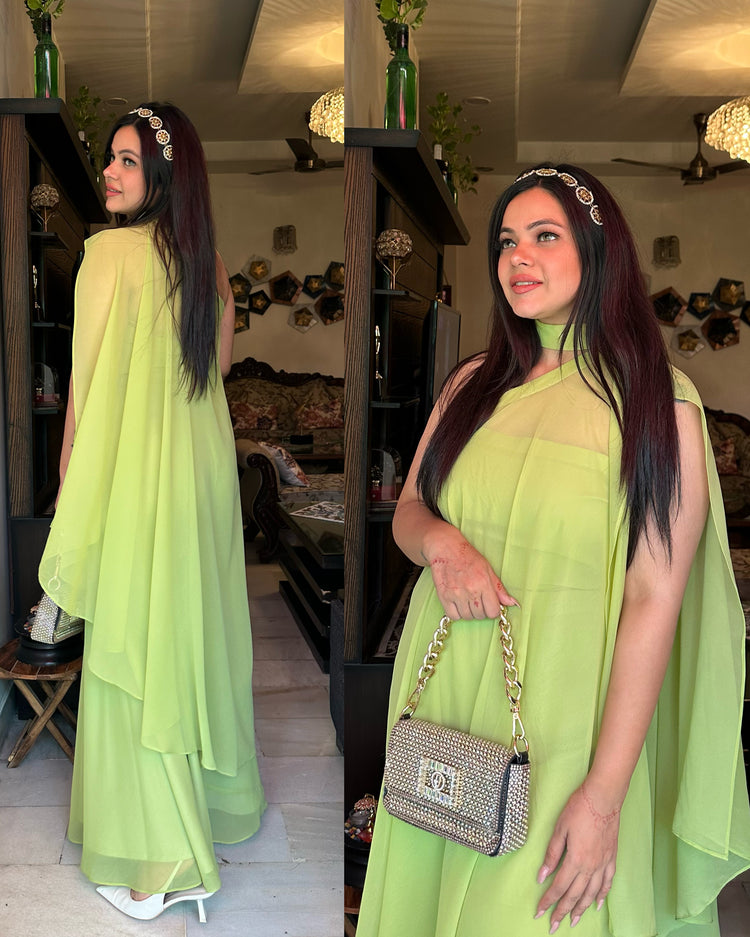 Lime green asymmetrical set