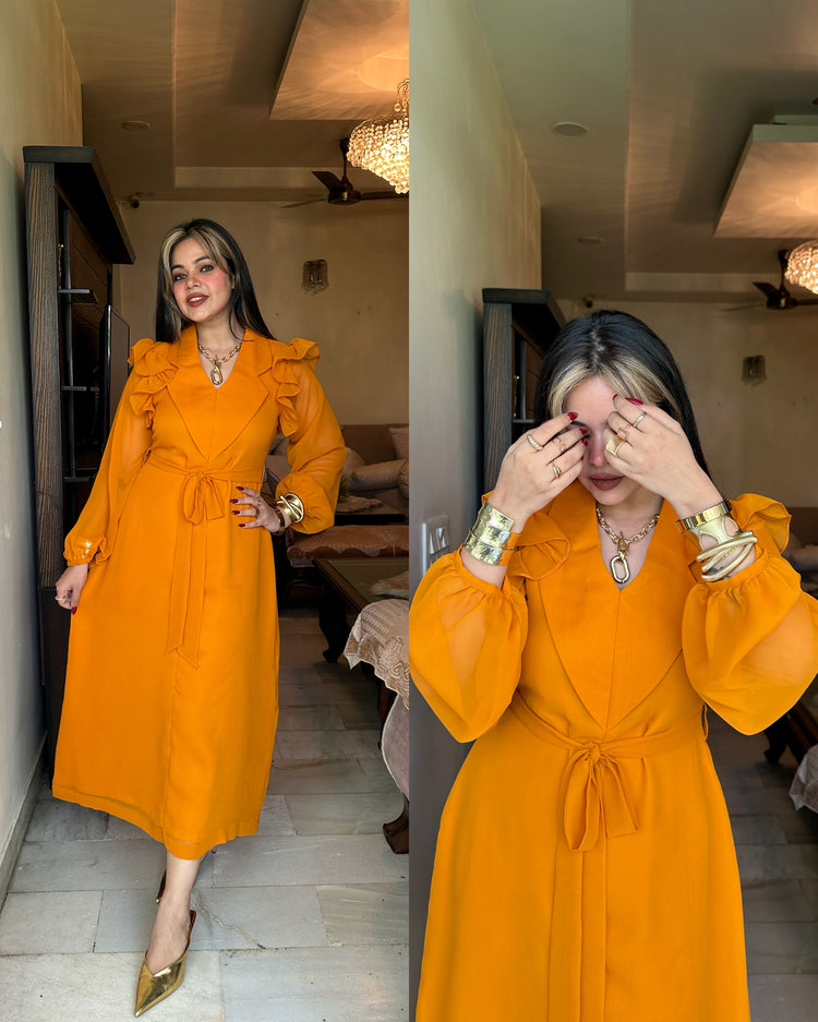 Goldfish orange frill dress