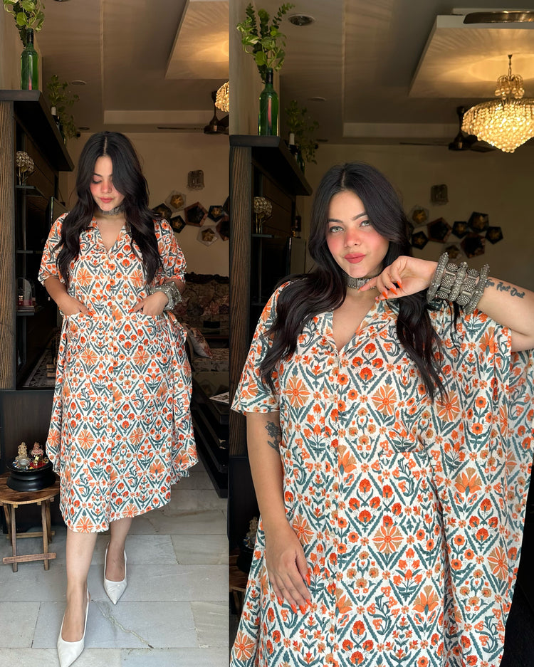 Cotton kaftan with pockets