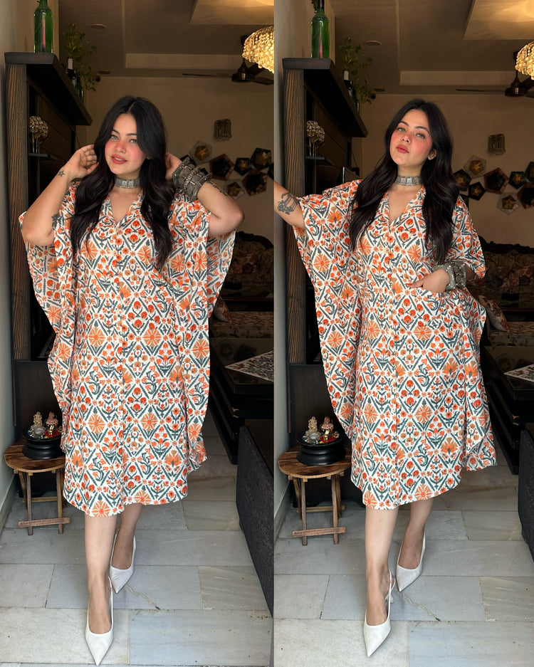 Cotton kaftan with pockets