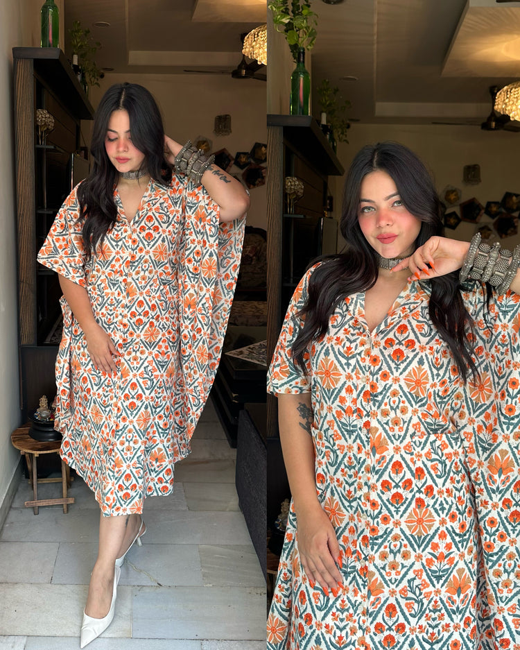 Cotton kaftan with pockets
