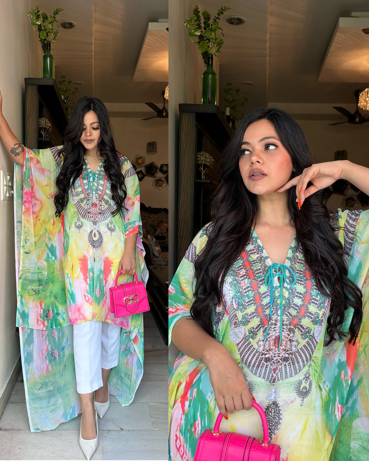 Colorful kaftan with pants