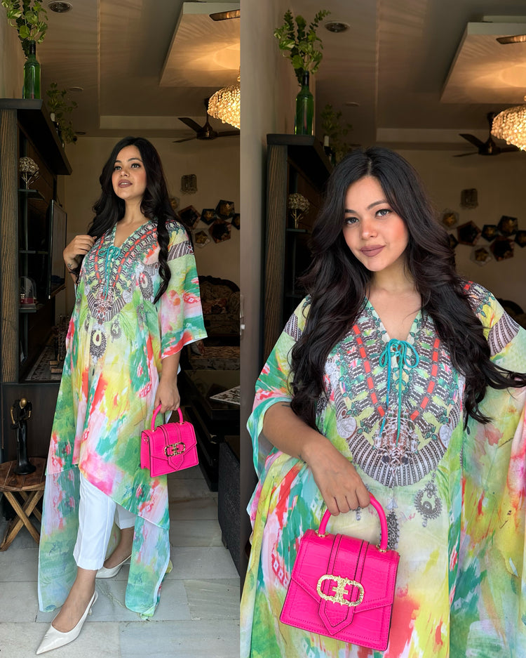 Colorful kaftan with pants